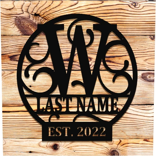 Zmetalz Personalized Metal Monogram Sign. Wedding Gift. Family Name Sign. Outdoor Name Sign. Anniversary. Last Name Sign. Metal Sign. Front Door. (18 INCH, HAMMERED COPPER)