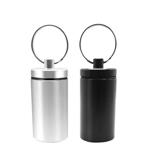 HRX Package Keychain Pill Holder Small, 2pcs Waterproof Aluminum Pill Case Container for Nitro Daily Meds, Little Pill Boxes for Travel Outdoor EDC