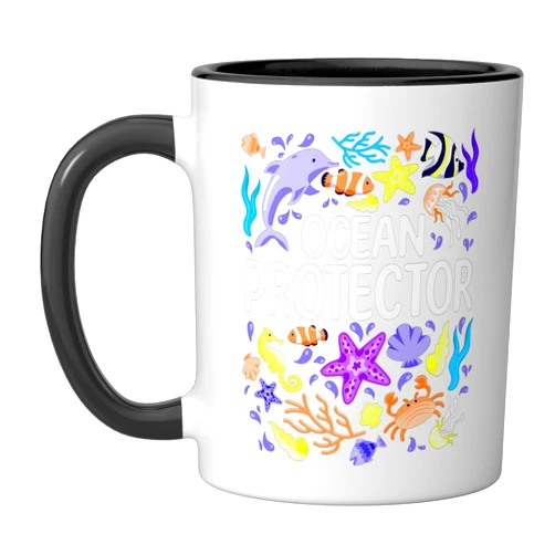 Save the World, Planet and Ocean Gifts + Outfits Save Animals Recycle Earth Day, Save the Ocean Ceramic Mug, Black/White