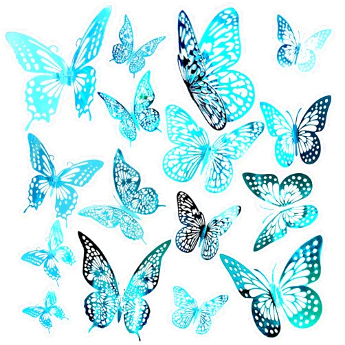JOSDIOX Turquoise Blue 3D Butterfly Wall Stickers 48 Pcs 4 Styles 3 Sizes, Removable Interior Kids Nursery Wedding Decor Butterflies Decoration Cake,Birthday Party Decorations (Turquoise Blue)