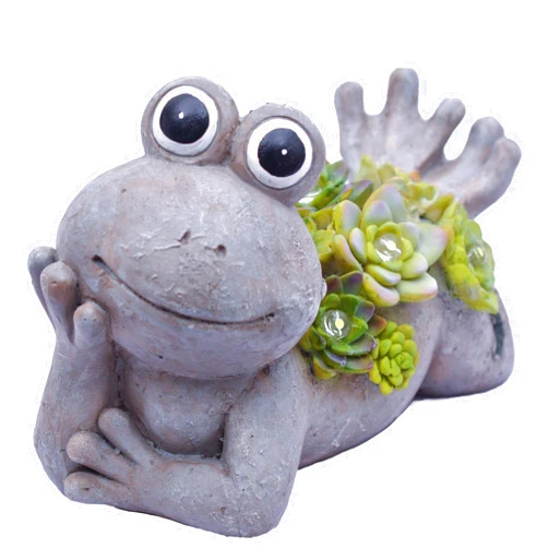 Valery Madelyn TERESA'S COLLECTIONS Frog Garden Statues with Solar Light for Outdoor Decor, Adorable Resin Garden Decorations Lawn Ornaments Animal Figurines Gifts for Mom, 7.3
