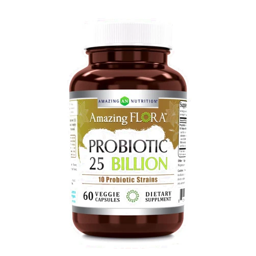 Amazing Nutrition Amazing Flora Probiotic Supplement | 25 Billion-10 Strains | 60 Veggie Capsules | Non-GMO | Gluten-Free | Made in USA