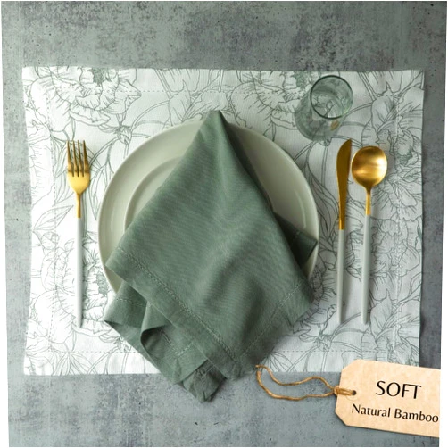 Rickion Linen Placemats Set of 6 - Bamboo Placemats - 14