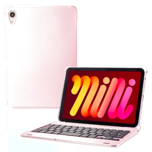 ONHI Ultra-Slim Wireless Keyboard Case for 8.3 inch 2024 iPad Mini 7 and iPad Mini 6, Durable Plastic Alloy Shell, Smart Folio Case with Auto Sleep/Wake Function, Silent Typing Experience (Rose Gold)