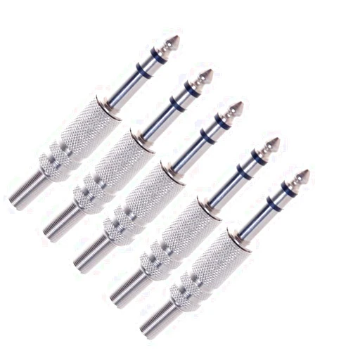 Nightwolf ® 5PCS 1/4 Inch 6.35mm Stereo Male Metal Connector with Spring Strain Relief Plug Coax Audio Mic Solder Adapter