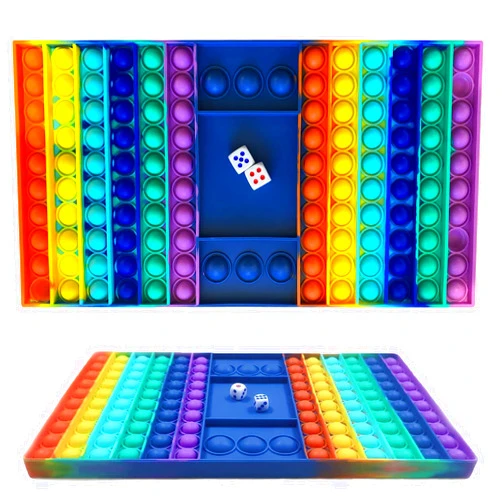 Children Living Pop Fidget Toys Pop It Games Rainbow Squishy Bubble Sensory Chess Board Game