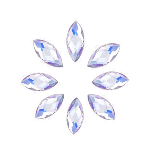 Yosoo 500Pcs Crystal AB Acrylic Flatback Rhinestones, Horse Eye Shaped Beads for DIY Crafts Handicrafts Clothes Bag Shoes Wholesale Scrapbooking, Kids Adult Gift, White AB 7X15mm