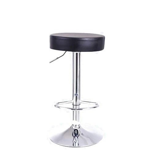 KKTONER Round Bar Stool PU Leather with Footrest Height Adjustable Swivel Pub Chair Home Kitchen Bar stools Backless Stool (Black)