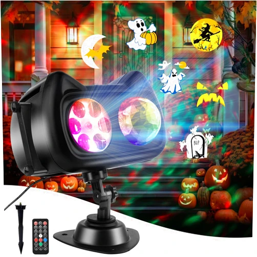 ANTEQI Outdoor Halloween Christmas Projector Lights with Memory Function, 58 HD Effects (3D Ocean Wave + Patterns) LED Landscape Lights Waterproof for Indoor Yard Home Party Holiday Decorations