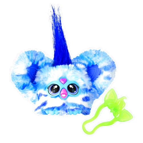 Furby Furblets Ooh-Koo Mini Friend, Rock Music, Speaks Only Furbish, Electronic Plush Toys for Girls & Boys, Interactive Pets, Blue & White, Christmas Stocking Stuffers, 6+