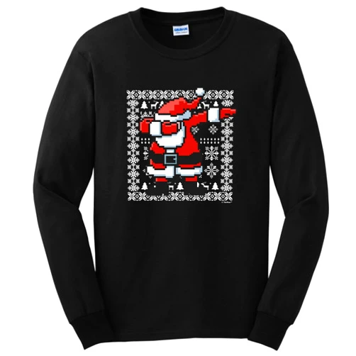 ThisWear Ugly Christmas Sweater Style 8-Bit Dabbing Santa Unisex Long Sleeve T-Shirt