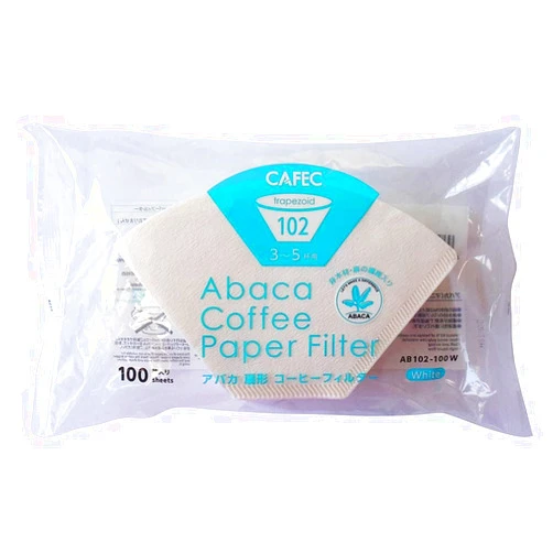 CAFEC Abaca trapezoid paper filter for 3-5 cups 100pcs/pack |Disposable Pour-Over Drip Coffee Paper Filter made of Eco-Friendly Refined Virgin Pulp for Better Tasting Brewing Pour Over Dripper (White)