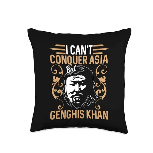 General History Design Ideas For Historian General History Design Genghis Khan Throw Pillow, 16x16, Multicolor