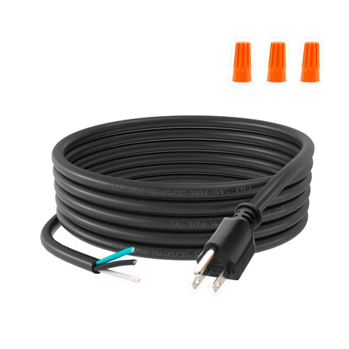 FIRMERST 14 Gauge 10 feet 3 Prong Power Cord Replacement with Three Screw Terminal, NEMA 5-15P
