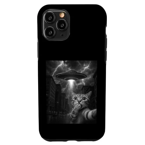 Cat Lovers Equipment and Cat Apparel for him Cat Selfie with UFO Funny Cat Owner Case for iPhone 11 Pro