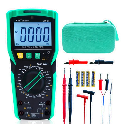 Xin Tester Digital Multimeter TRMS 6000 Counts Ohm Volt Amp Test AC DC Voltmeter Auto Ranging Continuity Test Diode Voltage Tester Duty-Cycle Capacitance Temperature for Automotive
