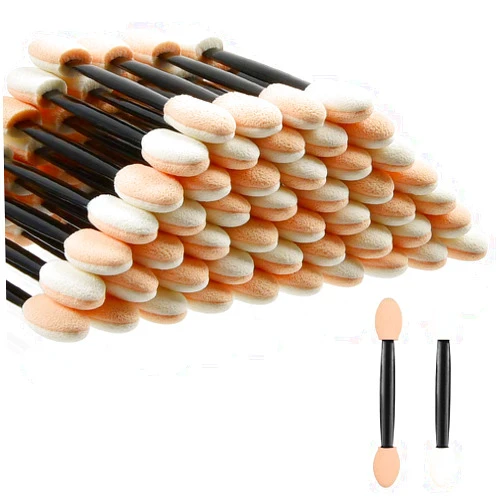 MORGLES Eyeshadow Applicators, 50pcs Eyeshadow Brush 2.4 Inch Eye Shadow Applicator Sticks Double Sided, Makeup Applicator for Women Girls, Black
