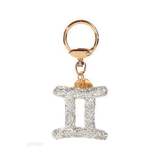 ChungLong0593 Rhinestone Zodiac Sign Horoscope Charms Key Ring 12 Constellation Astrology Key Chain for Women Birthday Jewelry