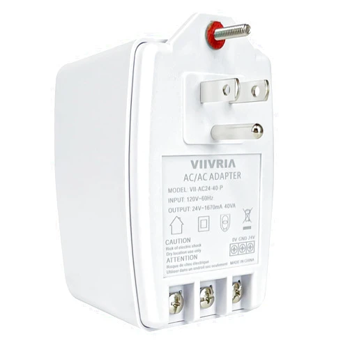 VIIVRIA 24-Volt AC 40VA Plug-in Doorbell Transformer, Compatible with Ring Wired Video Doorbell, Nest, Ecobee, Sensi, and Honeywell Thermostats, Power Supply for Multiple Smart Doorbells