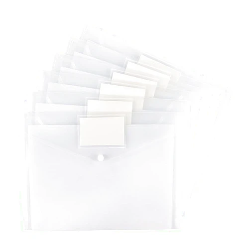 Hutou 6 Pack Clear Document Folders Plastic Envelopes Poly Envelopes File Envelopes with Label Pocket and Snap Button for Home Work Office Organization, Letter Size/A4 Size, White