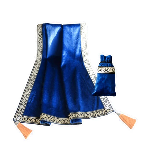 SUTAVIA Retro Altar Tarot Table Cloth Gothic Cards Bag Party Square Table Cover Divination Wicca Lisi Velvet with Tarot Drawstring Pouch Set (Blue, 25.5