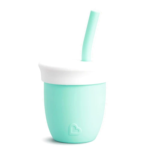 Munchkin® C’est Silicone! Open Training Cup with Straw for Babies and Toddlers 6 Months+, 4 Ounce, Mint