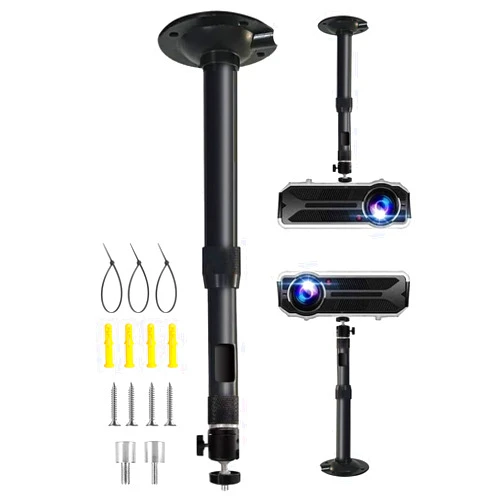 2-Be-Best Universal Projector Ceiling Mount Upgraded Projector Wall Mount Adjustable Projector Mount 360° Rotatable Projectors Holder Length 12-18 in / 31-45 cm Projector Bracket for Projectors Black