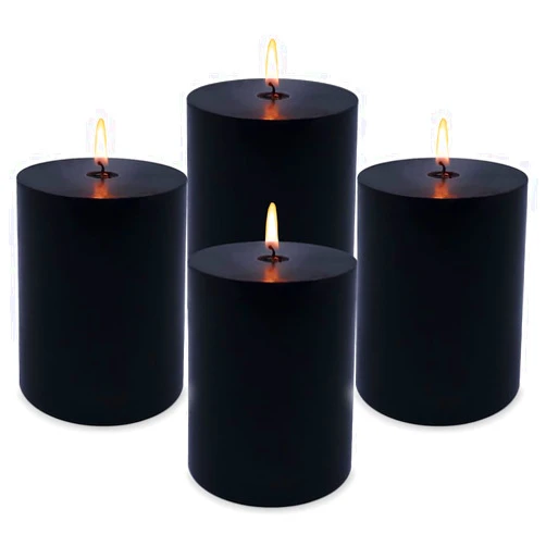 Amusaer 4 Packs 2x3 Inch Black Pillar Candles, Small 24 Hours Unscented Dripless Cylinder Column Candles for Halloween Home Holiday Relaxation Spa Church Decoration
