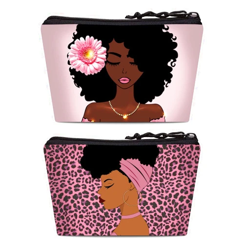 BDAWQUG 2 Pieces Melanin Queen Afro Hair Toiletry Bag African American Cosmetic Bag Travel Makeup Bag Organizer for Women Afro Gifts