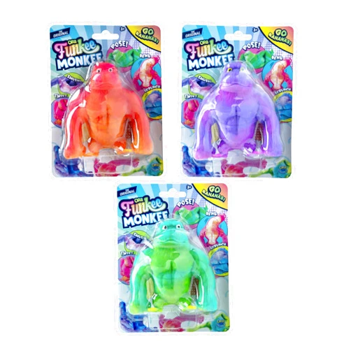 The Orb Factory ORB Funkee Monkee MEGA 3 Pack - Funny, Stretchy, and Squishy Monkeys, Perfect to Squeeze for Stress Relief - Original Sensory / Fidget Collectible Toys for Kids and Adults