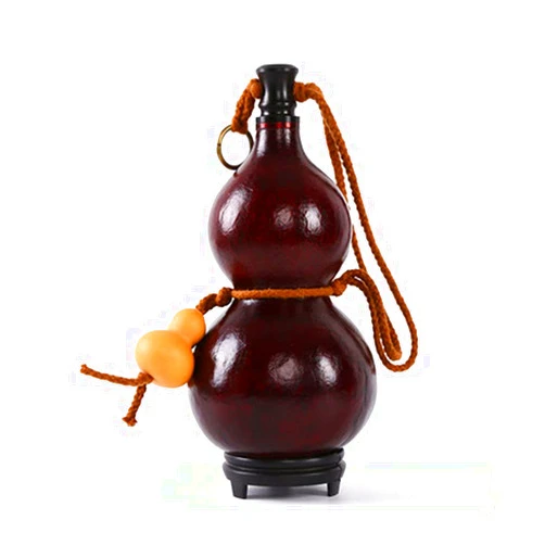 DHHHC Pure Natural Gourd Bottle with Lid Beeswax Anti-Seepage Outdoor Portable Dry Gourd Bottle Distinctive Jug,500ml