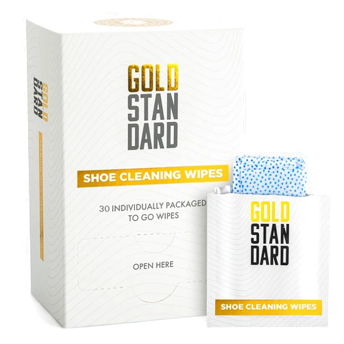 Gold Standard Dual Textured Individually Wrapped Sneaker Cleaner Wipes - Remove Dirt & Stains from Leather