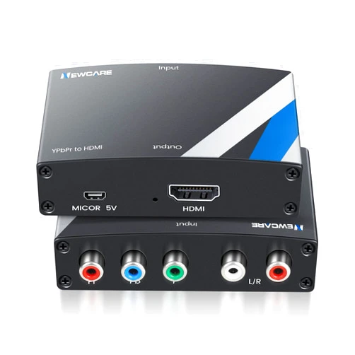 NEWCARE Component to HDMI Adapter, YPbPr to HDMI Coverter + R/L, Component 5RCA RGB to HDMI Converter Adapter, Supports 1080P Video Audio Converter Adapter for DVD PSP Xbox 360 to HDTV Monitor