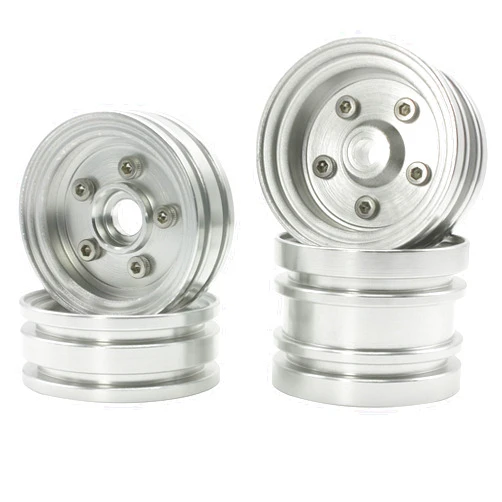 HOBOHY 4Pcs Aluminum Wheels Hub Rims for Tamiya Grasshopper Hornet Mighty Frog Fighting Buggy Super Champ RC Car Chassis Upgrade Parts (Silvery)