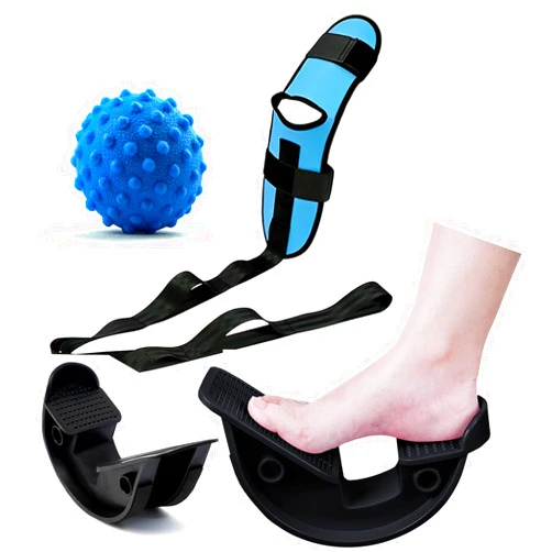 JIURUN Foot and Calf Stretcher Kit - Foot Rocker, Leg Stretching Stretcher Strap, Hamstring Stretcher, Calf Stretcher Rocker Suitable for Stretching Legs, Thighs, Calves Included Massage Ball
