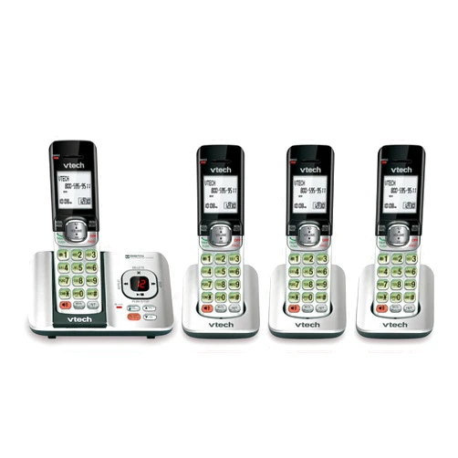 VTech CS6529-4 DECT 6.0 Phone Answering System with Caller ID/Call Waiting, 4 Cordless Handsets, Silver/Black