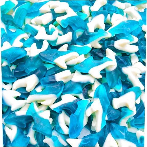 Donty-Tonty Blue Gummi Sharks Candy 1 lb – Bulk Candy in Resealable Bag, 3 Assorted Fruit Flavors (Cherry, Lemon-Lime & Blue Raspberry), Gummy & Chew, Gluten Free