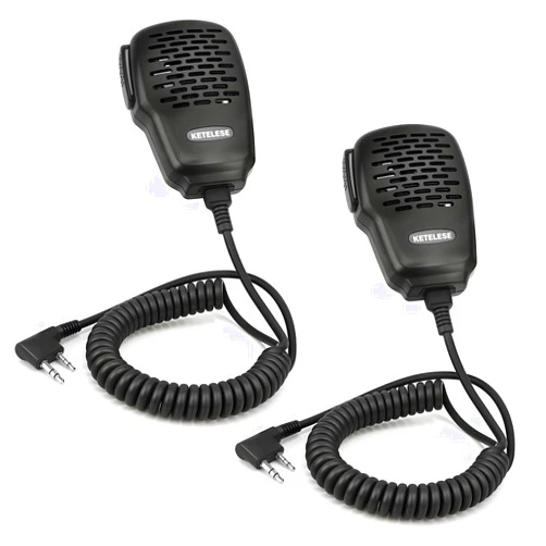 KETELESE IP67 Waterproof Heavy Speaker Mic, 2 Pin Shoulder Mic with 3.5mm Audio Jack, Compatible with BaoFeng Retevis, Walkie Talkie Microphone-2 Pack