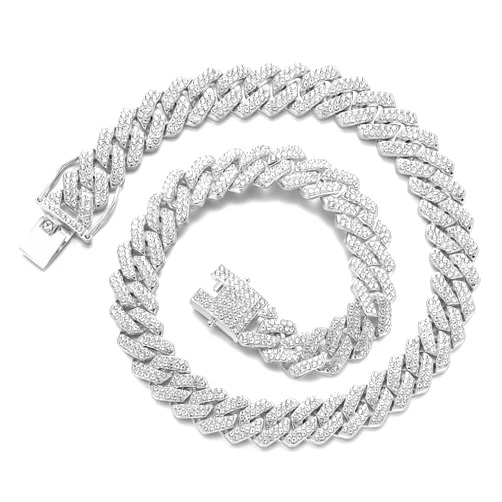JUNVirtuous Cuban Link Chain Mens Iced Out Miami Cuban Necklace Silver/Gold Bling Diamond Hip Hop Jewelry for Women