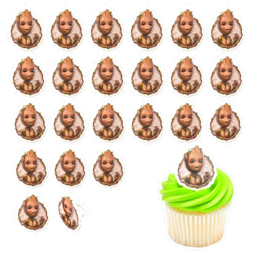 DecoPac Marvel Studios' Groot Cupcake Rings, 24 DecoPac I Am Groot Cupcake Decorations, Food Safe Guardians Of The Galaxy Cake Toppers, Party Favors – 24 Pack