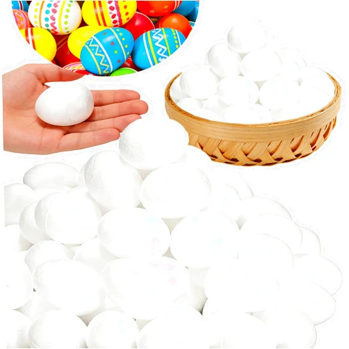 Eerrhhaq 100 PCS Easter Foam Eggs,2.75 Inch White Smooth Craft Eggs,Blank Polystyrene Egg for Easter Spring Halloween Christmas Crafts DIY Painting Projects