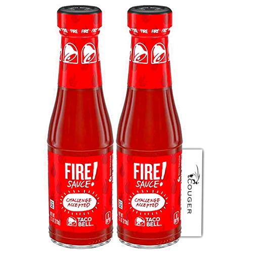 Couger Taco Bell Fire Sauce Bottle 7.5 oz. (2-Pack) With Couger Card