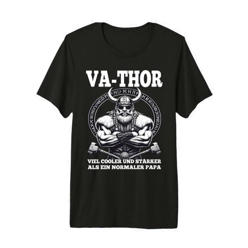 Vathor Papa Vater Geschenk zum Vatertag für Männer Va-thor Fathor Father's Day Gift Viking Viking Dad Father Premium T-Shirt