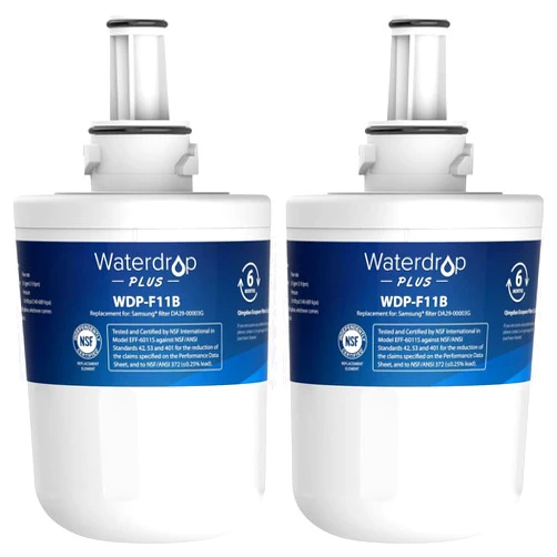 Waterdrop Plus DA29-00003G NSF 401&53&42 Certified Refrigerator Water Filter, Replacement for Samsung DA29-00003G, DA29-00003B, DA29-00003A, Aqua-Pure Plus, HAFCU1, 2 Filters (Package May Vary)