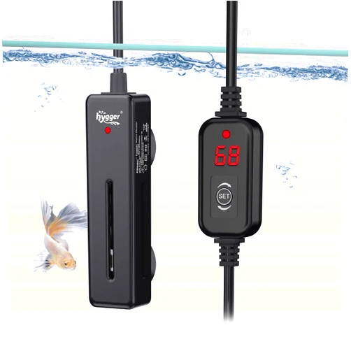 hygger Mini Fish Tank Submersible Heater 50W for 5-10 Gallons Small Betta Aquarium Heater with Digital Display Controller Adjustable Temperature