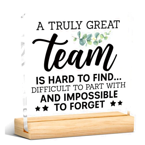 POPIPU ART Thank You Team Gifts, Appreciation Gifts for Colleague Coworker Work Besties, Team Gifts for Leader Mentor Boss Coworker Employee, a Truly Great Team is Hard to Find Acrylic Desk Sign Decor