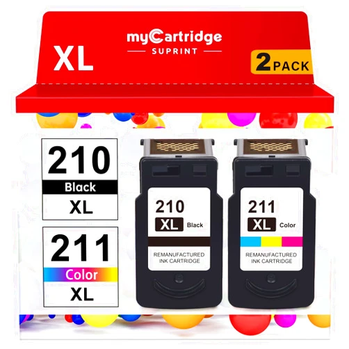 myCartridge SUPRINT 210XL 211XL Combo Remanufactured Ink Cartridge Replacement for Canon 210XL 211XL Black Color for PIXMA MX410 IP2700 IP2702 MP240 MP250 MP495 MX340 Printer 210XL 211XL Ink Cartridge