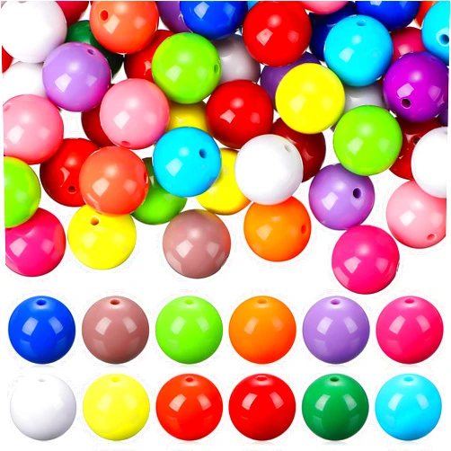 Huquary 170 Pcs Round Bubblegum Beads 20 mm Multicolor Acrylic Chunky Beads Mixed Color Opaque Beads with 3 mm Hole for Pen Necklace Jewelry Making Crafts Supplies (Multicolor,Classic)