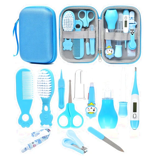 YASEW Baby Healthcare and Grooming Kit, Safety Newborn Nursery Baby Care Kit, with Hair Brush Comb, Nail Clipper, Thermometer, Pacifier Clip, Baby Registry Search, Newborn Essentials Girls Boys (Blue)