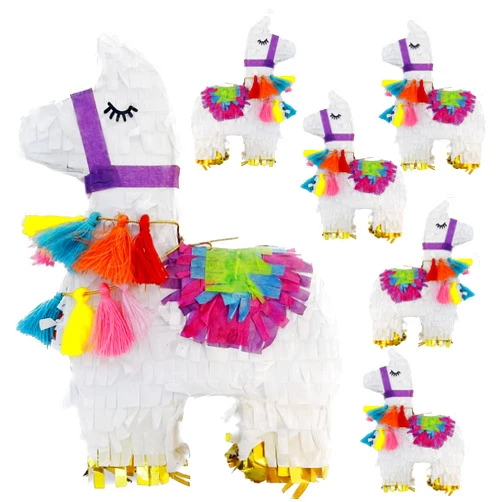 GIFTEXPRESS 6 Pack Mini Llama Pinatas for Birthday Party, Fiesta and Cinco De Mayo Decoration Pinata